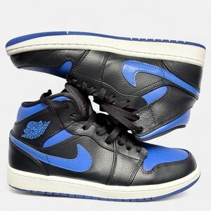 Nike Air Jordan 1 Mid Royal Black White 554724-068 Men’s 9.5 No Box